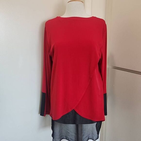 Peter Nygard Knit Red/Black Tunic Length Long Sleeve Pullover, NWOT, M - Picture 10 of 11